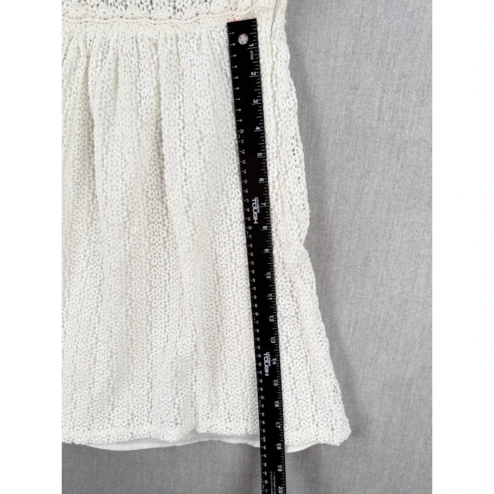 Free‎ People Ivory Lace Halter Mini Dress Boho Crochet Floral 12